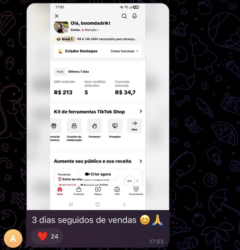 Print de resultado de aluno