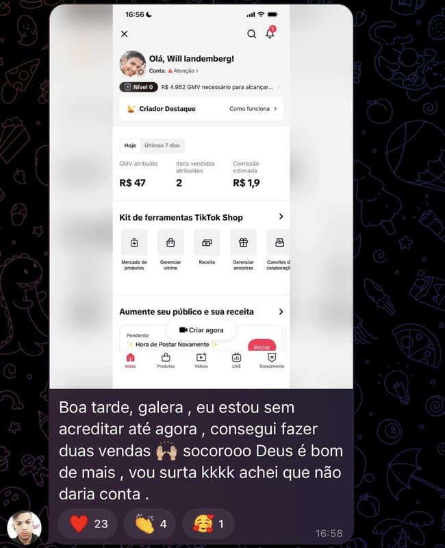 Print de resultado de aluno